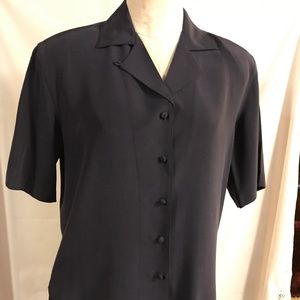 Vintage Doncaster Silk navy blue camp shirt, size 4